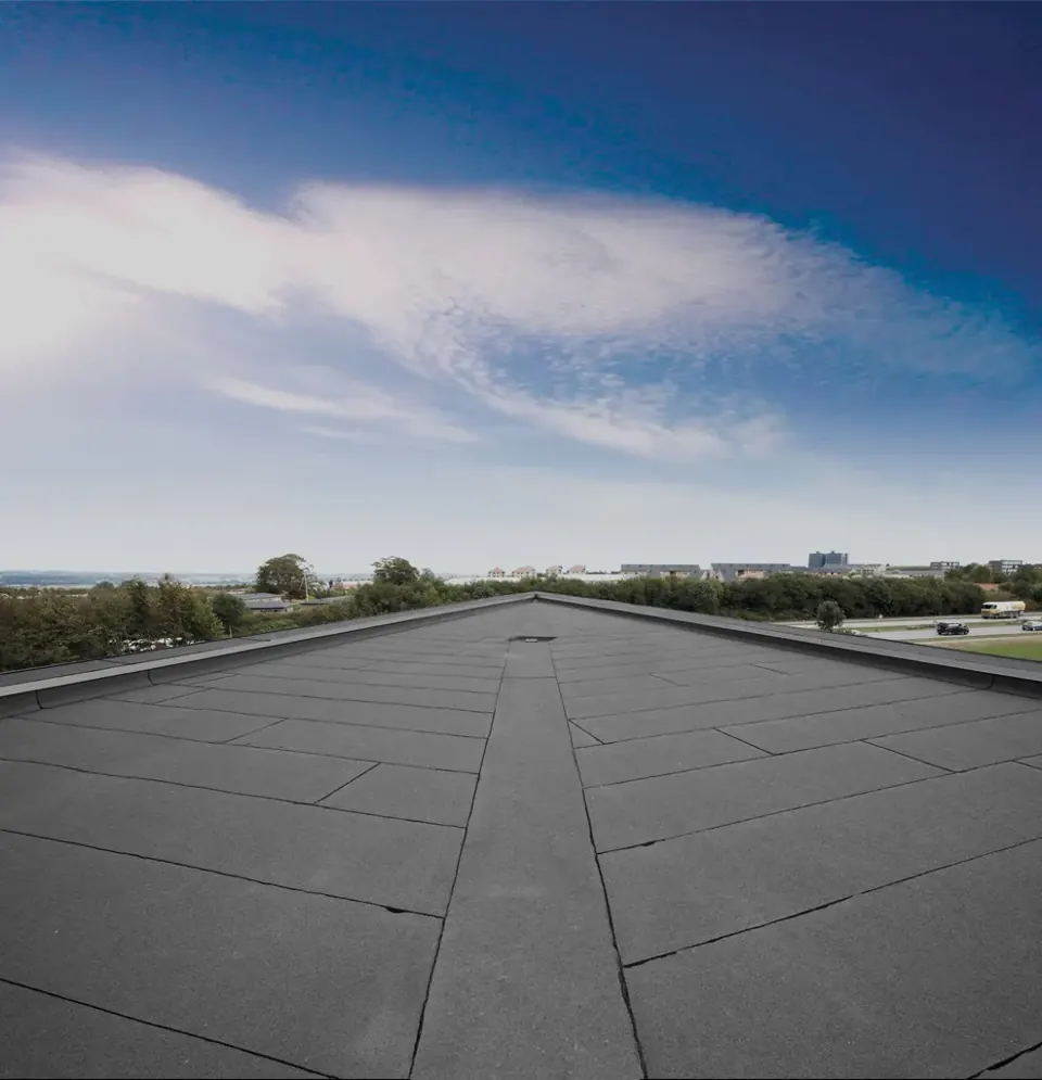 Groot plat bitumen dakvlak na oplevering